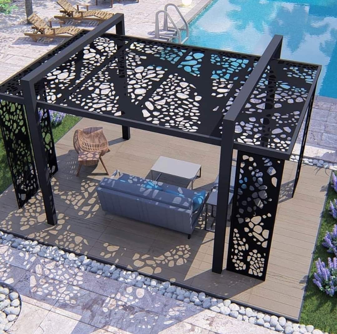 Pergola organic pattern poolside
